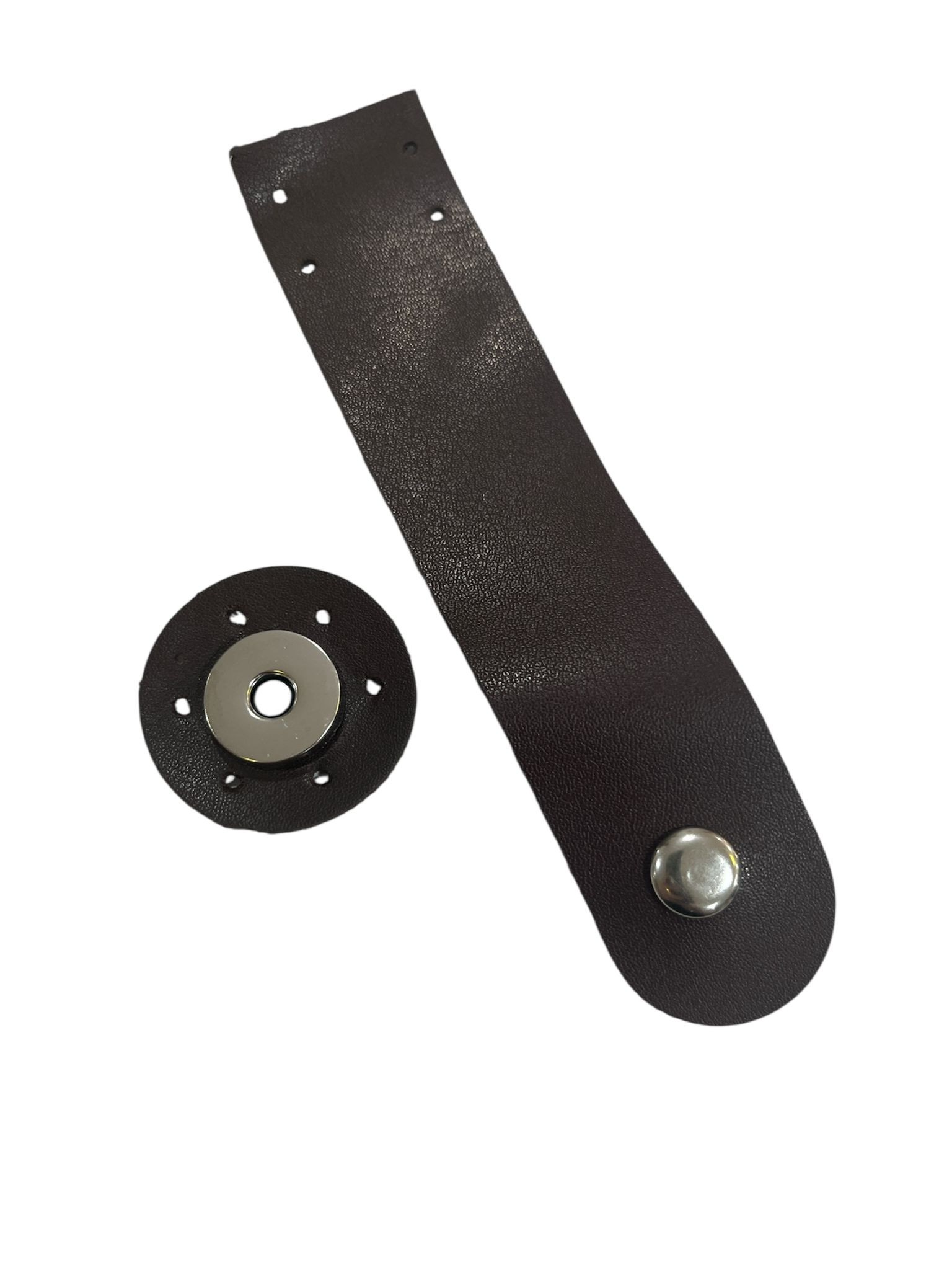 Mini çanta çıt çıt kapama deri - kahverengi gümüş metal
