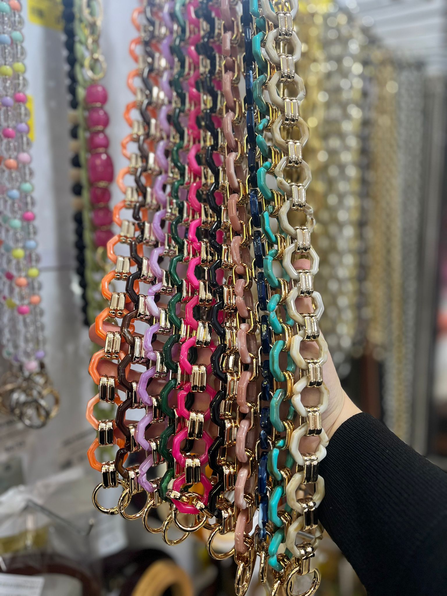 Akrilik Beşgen Zincir Çanta Sapı 45 CM (Adet)