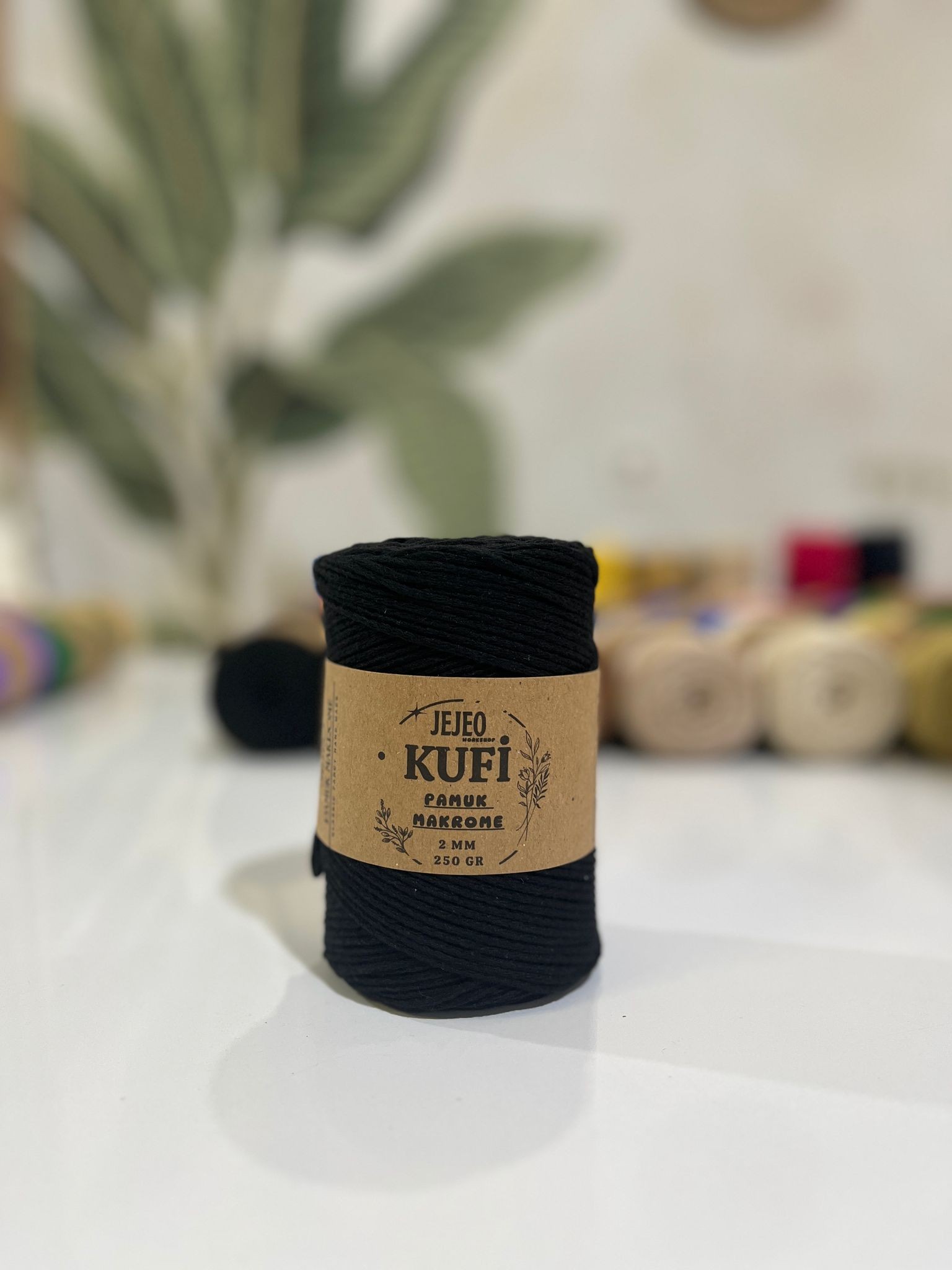 jejeo Kufi Pamuk Makrome  - Siyah