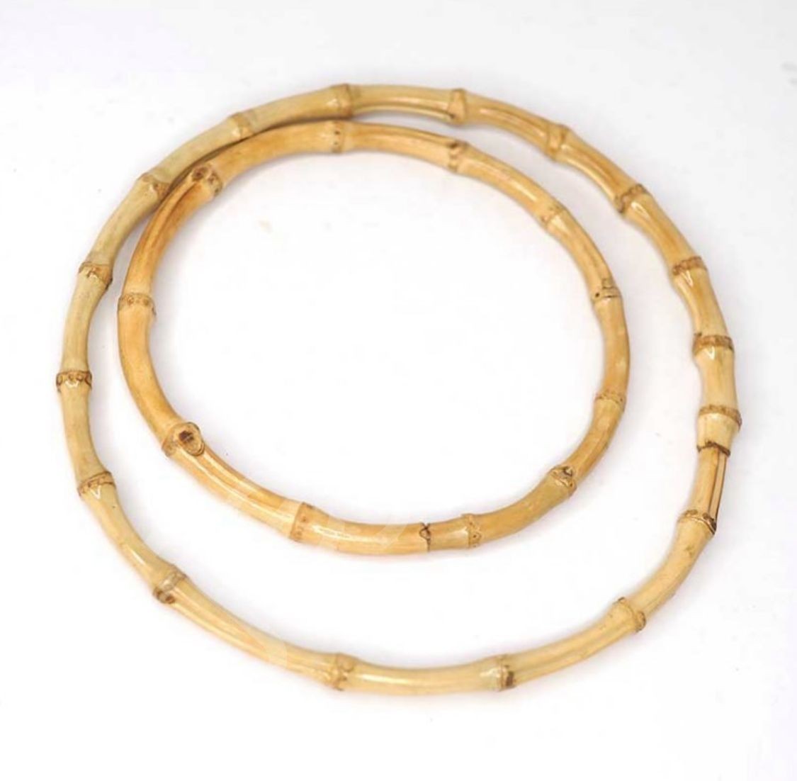 Bambu çanta sapı ve makrome halkası - 14,5 cm Hasır renk