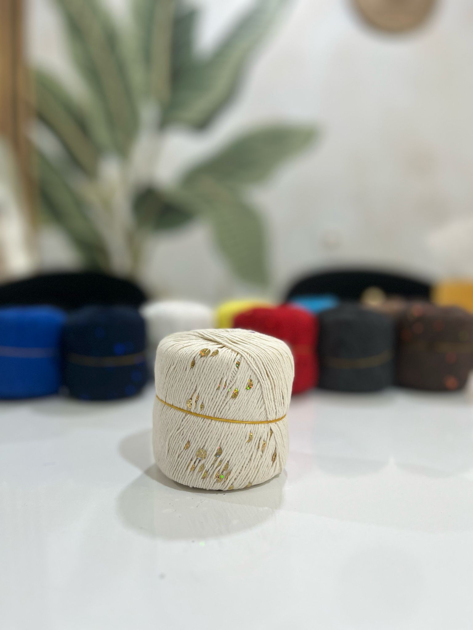 Pullu ip 50 gr - ekru pullu