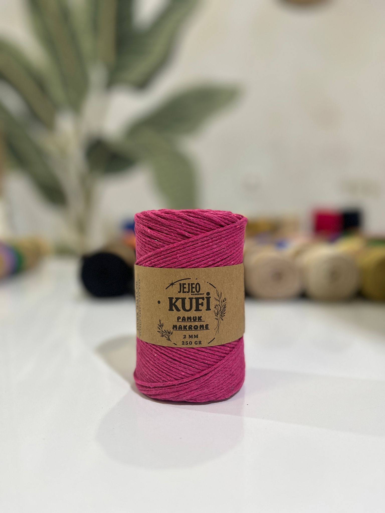 jejeo Kufi Pamuk Makrome  - fuşya