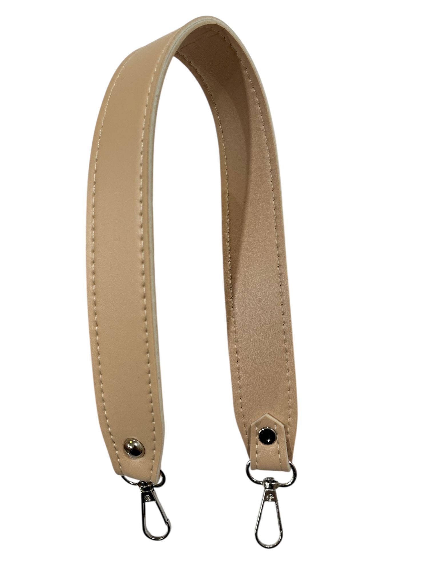 Kancalı deri çanta sapı 42x3 cm - soft pudra gümüş metal