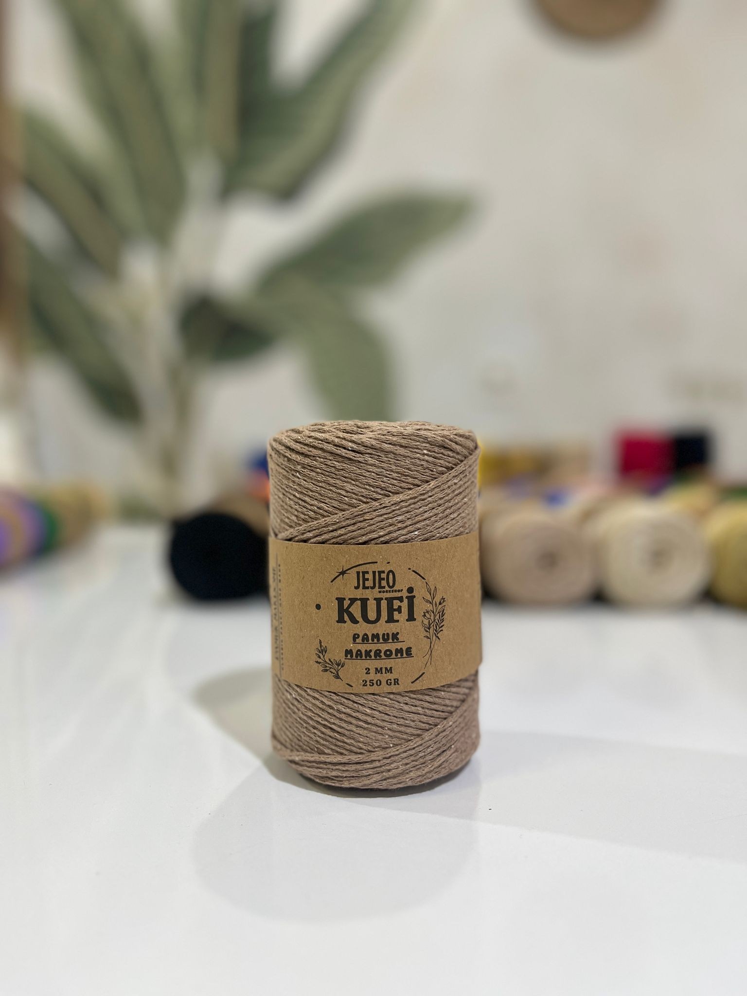 jejeo Kufi Pamuk Makrome  - sütlü kahve
