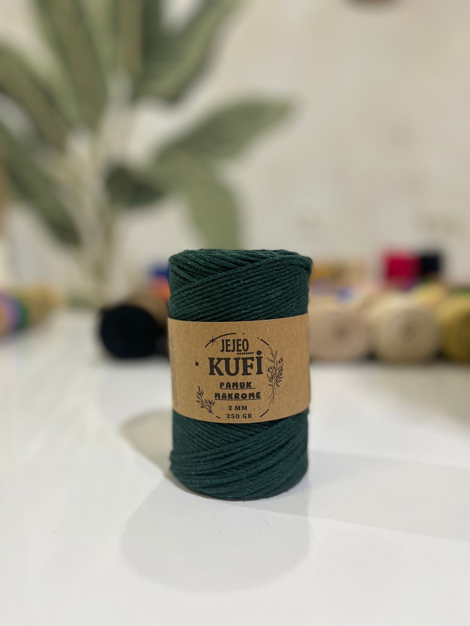 jejeo Kufi Pamuk Makrome  - koyu yeşil