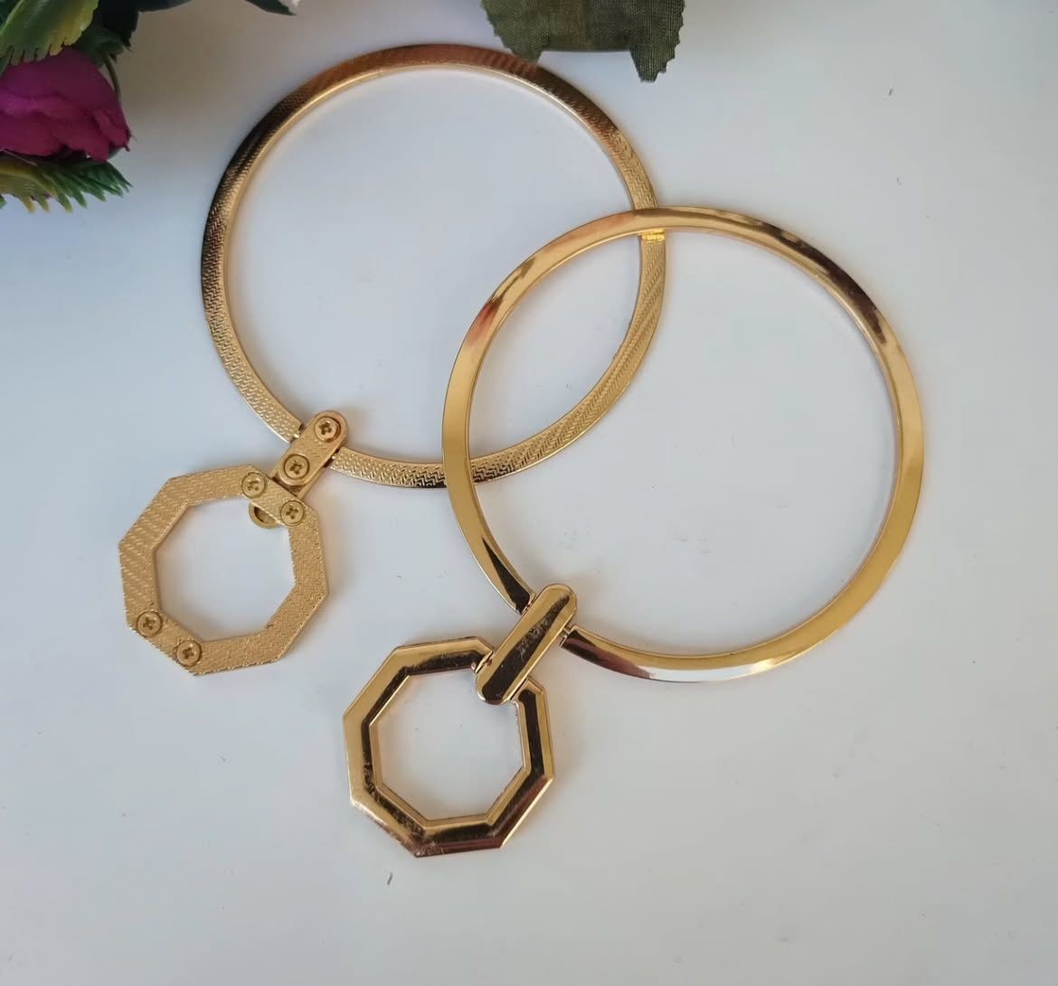 Gümüş metal çanta sapı - gold