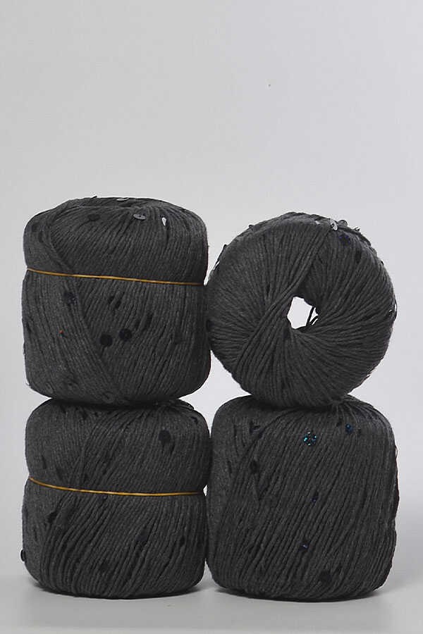 Pullu ip 50 gr - koyu gri pullu