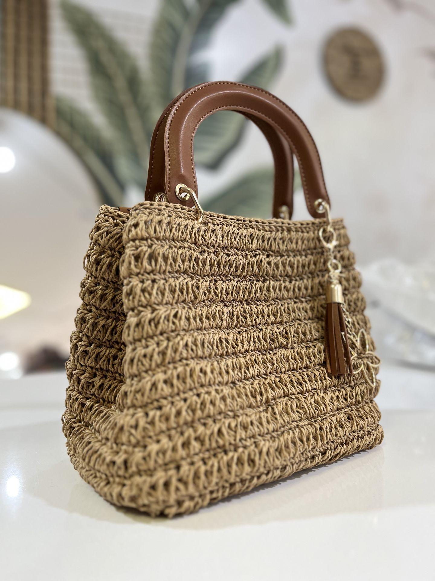  Deri Dior Çanta Sapı C Model Gold Kancalı - kahverengi gold metalli