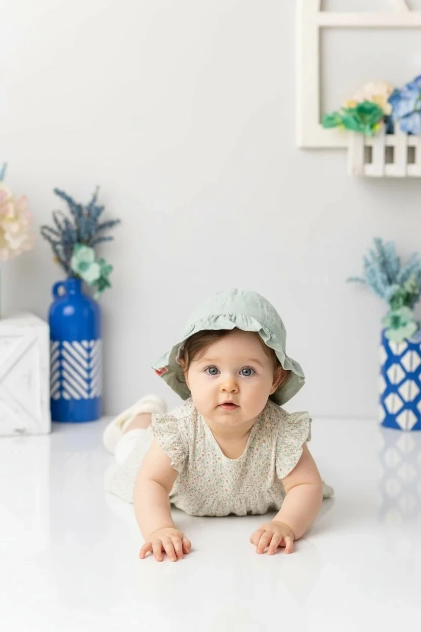 Kız Bebek Çiçek Desenli Tayt Bluz Takım