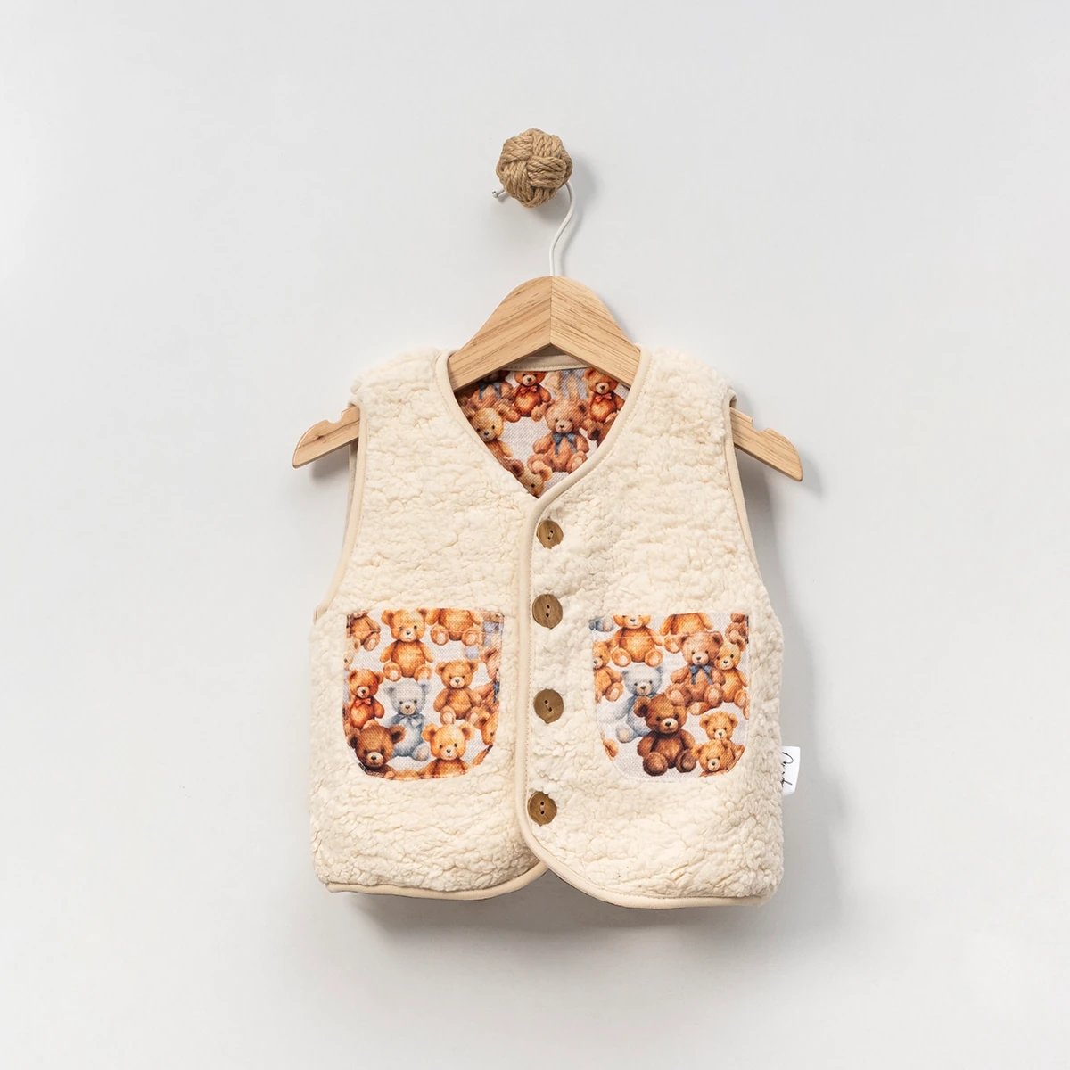 Unisex Ayıcık Detaylı Peluş Yelek 