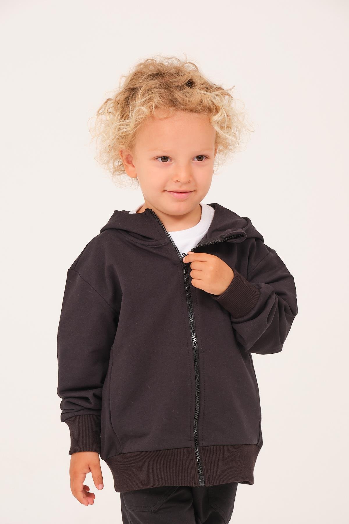 Unisex Çocuk Basic Kapüşonlu Ceket