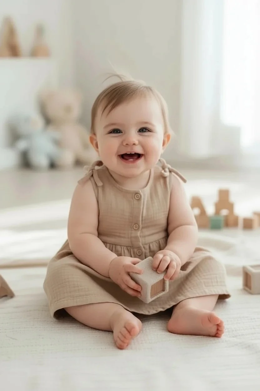 Kız Bebek Müslin A.Kahve Elbise