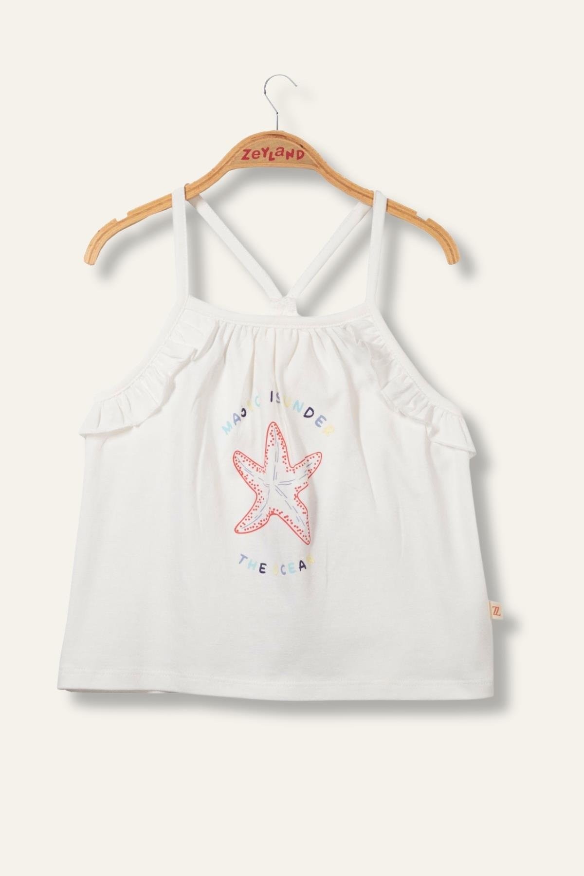 Kız Çocuk Paradise Baskılı Askılı T-Shirt