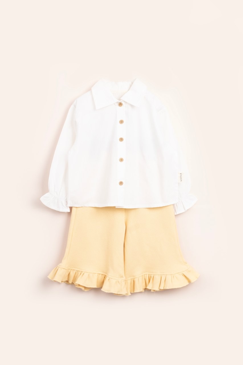 Poplin Waffle Takım Sarı