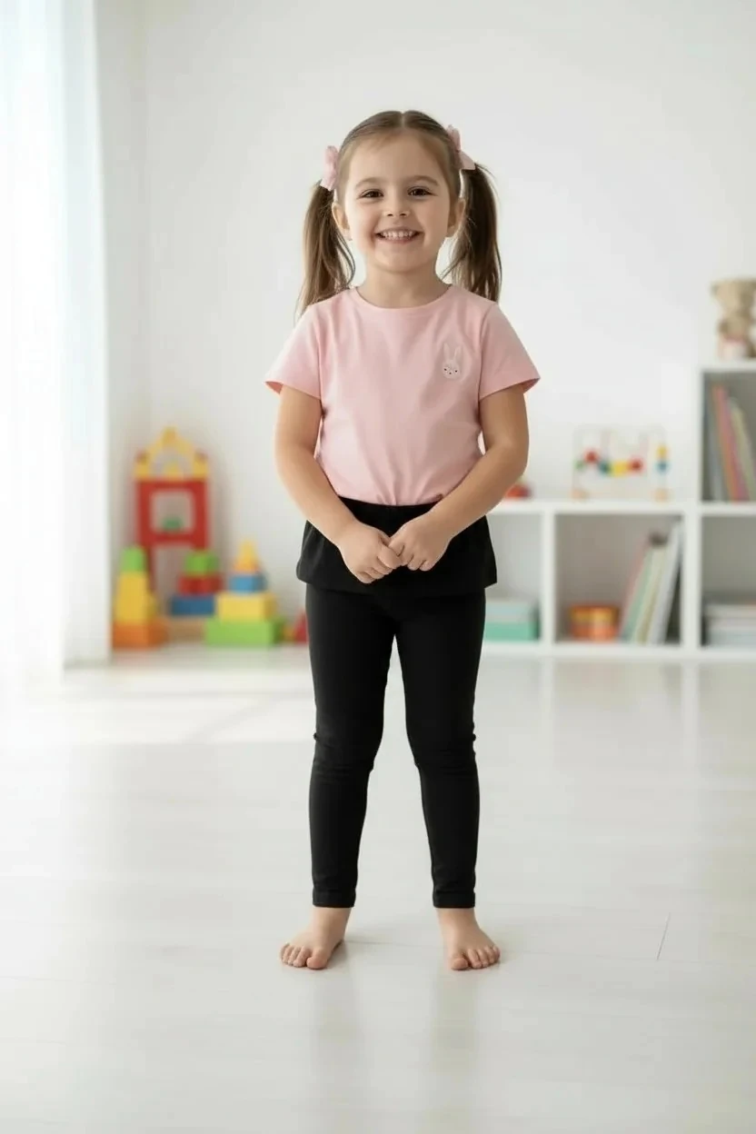 Fırfır Detaylı Likralı Siyah Tayt