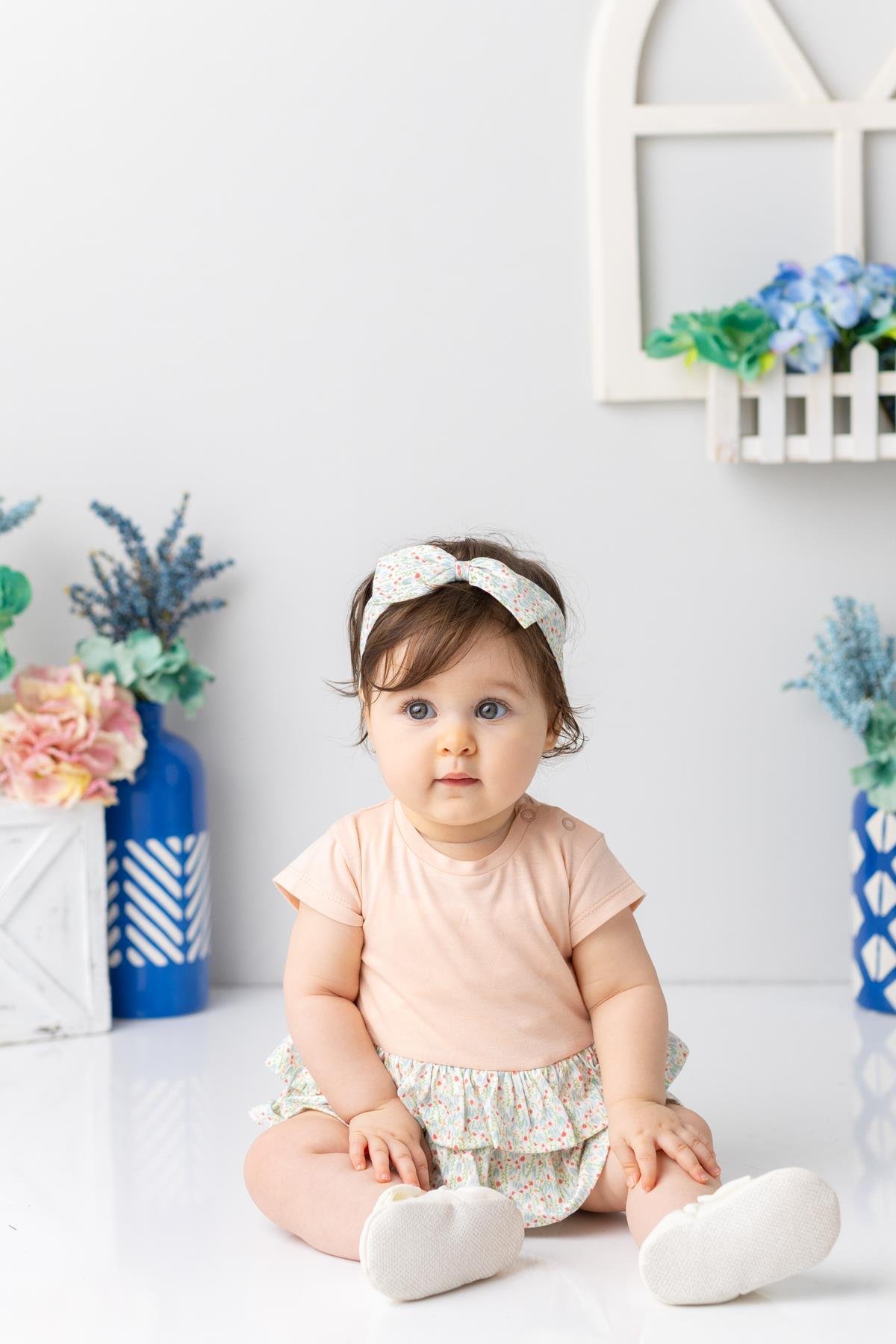 Kız Bebek Bandanalı Fırfırlı Çıtçıtlı Body