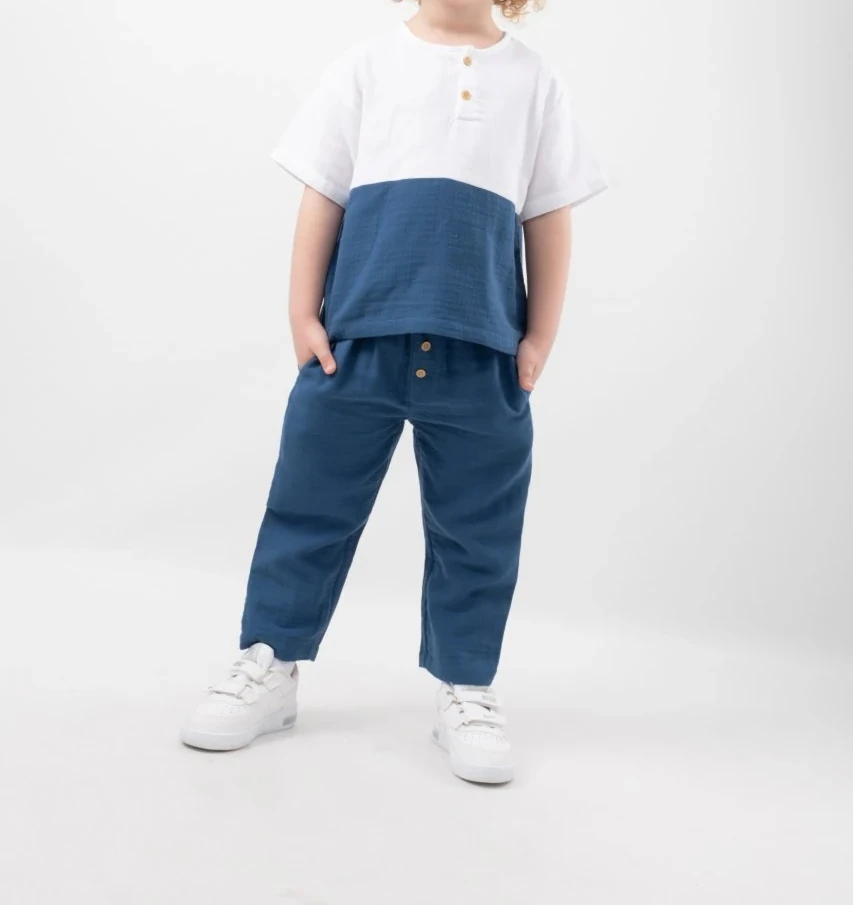 Müslin Mavi Pantolon Takım