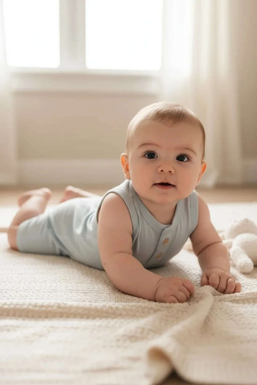 Erkek Bebek Mavi Renk Kısa Tulum