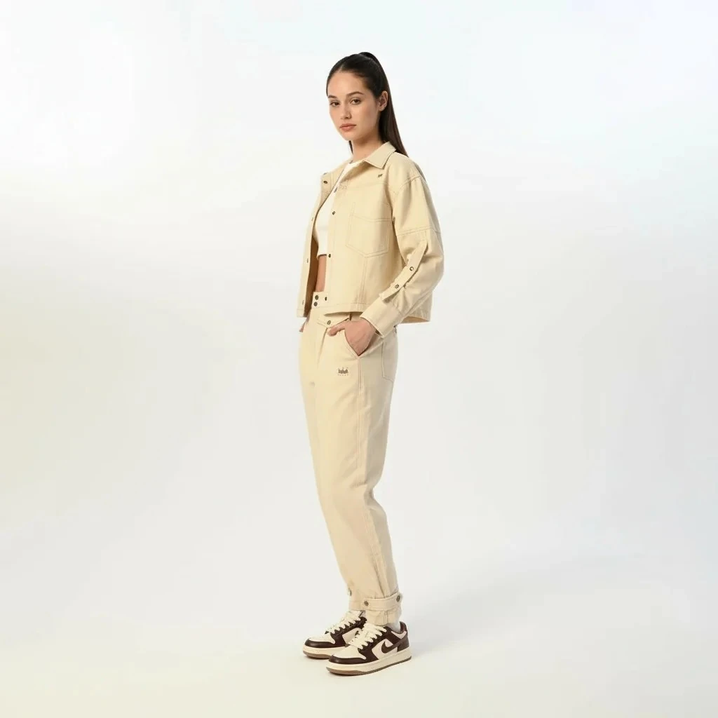 Gabardin Krem Ceket Pantolon Takım