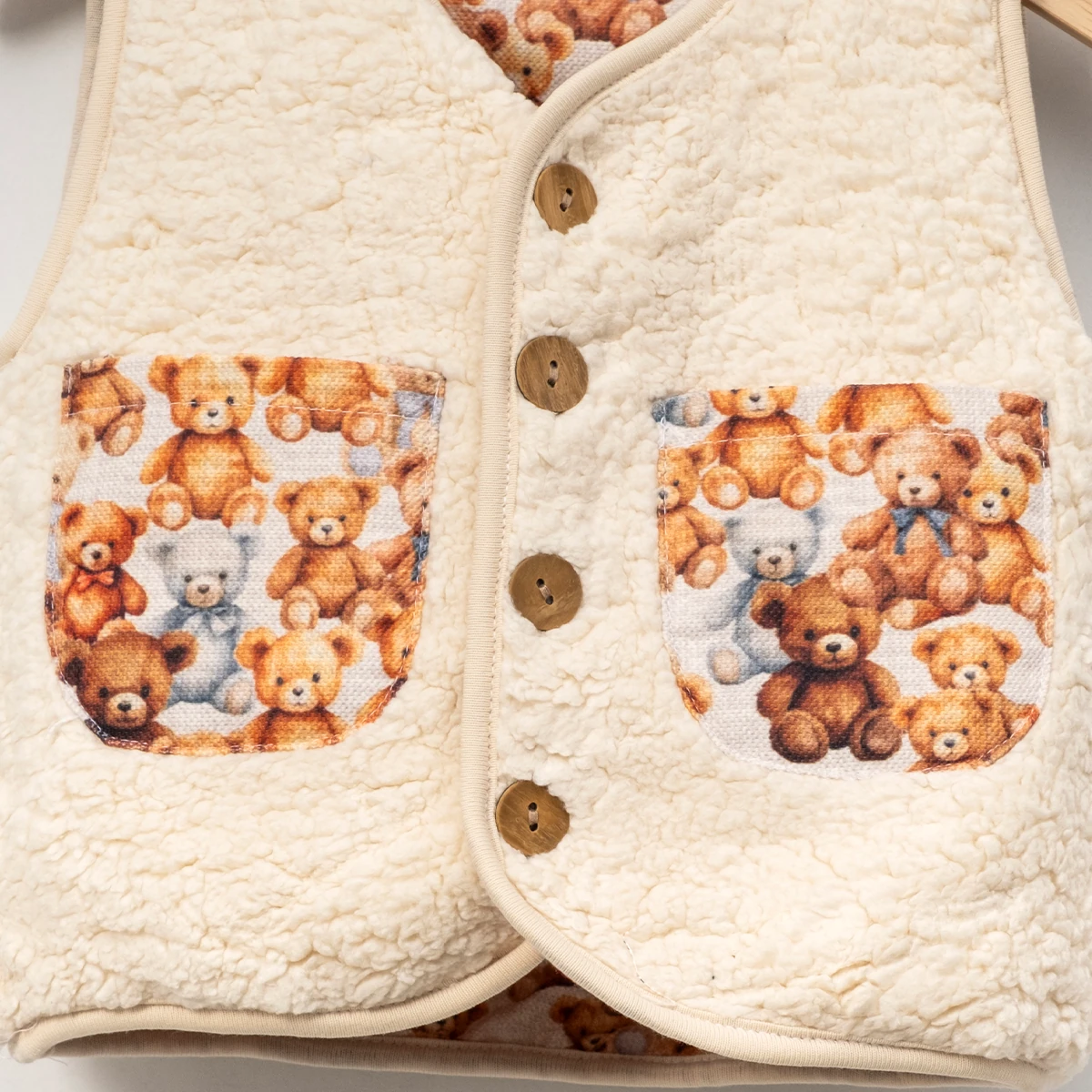 Unisex Ayıcık Detaylı Peluş Yelek 