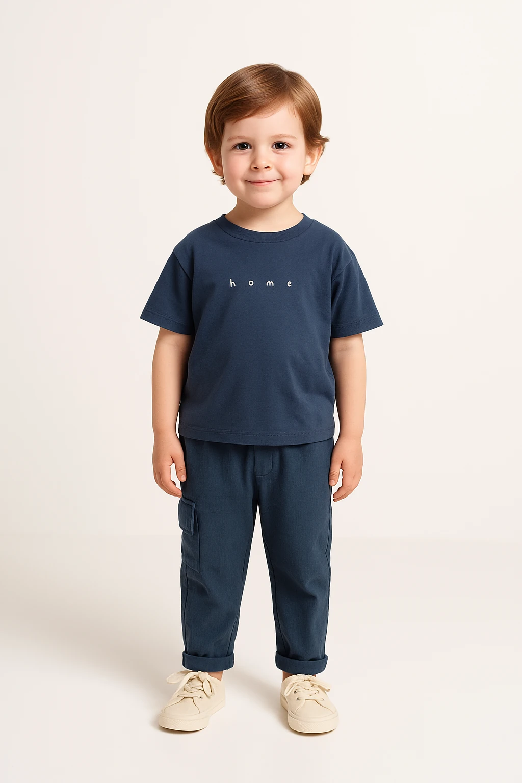 Mavi Yan Cepli Müslin Pantolon