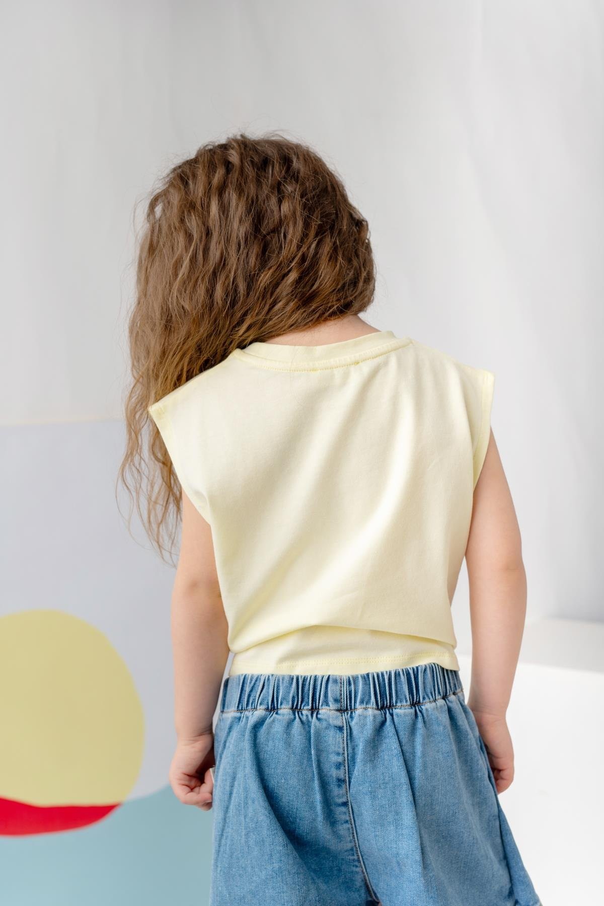 Kız Çocuk Nakış Detaylı Crop T-Shirt