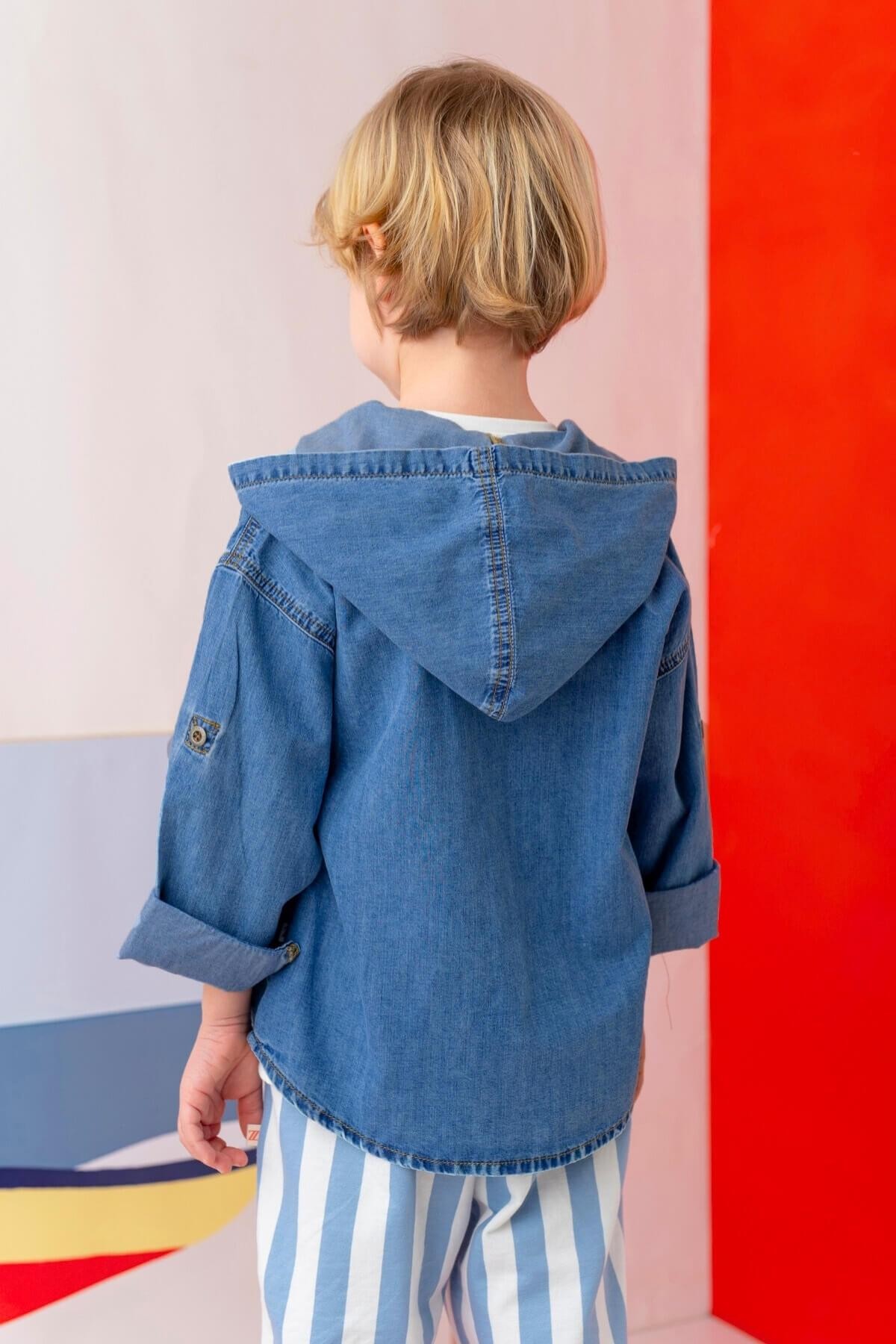 Erkek Çocuk Denim Kapşonlu Gömlek