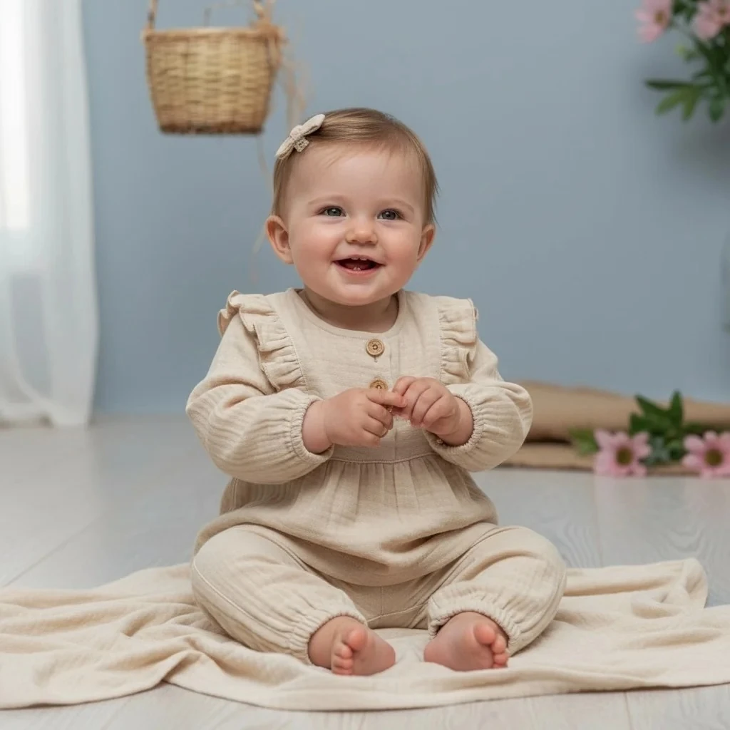 Kız Bebek Müslin Alt Üst Takım