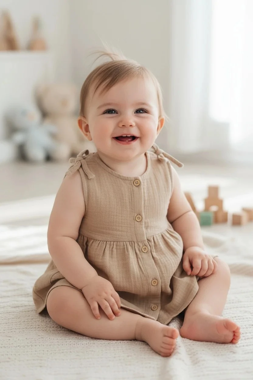 Kız Bebek Müslin A.Kahve Elbise