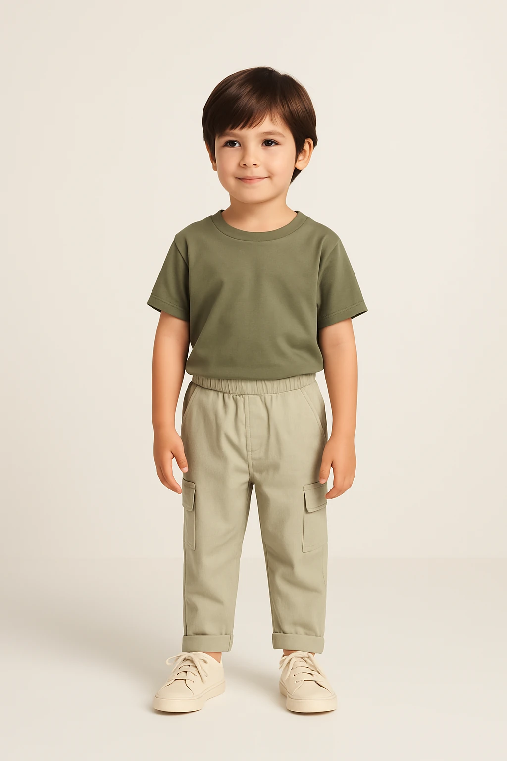 M.Yeşili Renk Kargo Cep Keten Pantolon