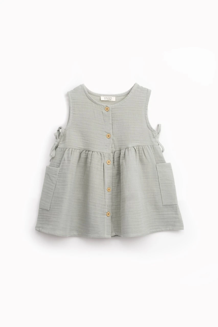 Kız Bebek Müslin Gri Elbise