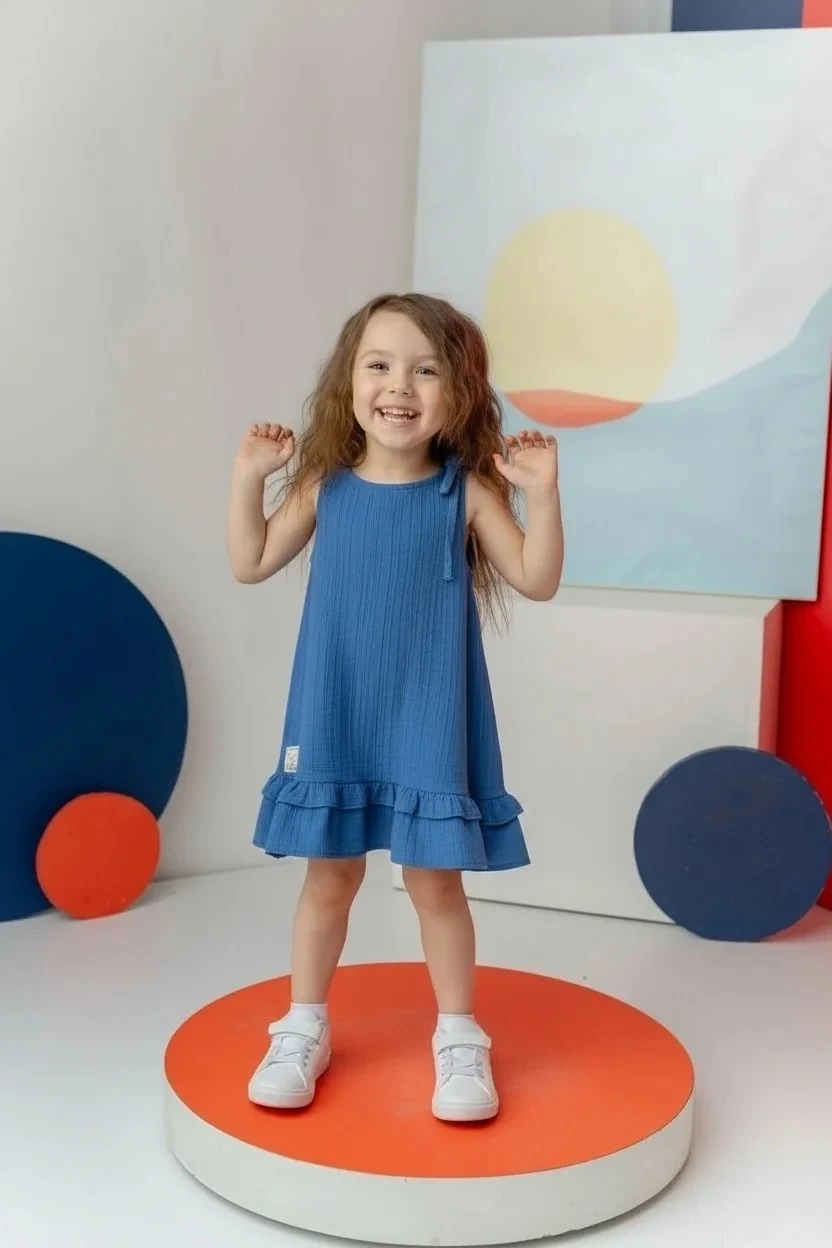 Kız Çocuk Fırfırlı Askılı Elbise