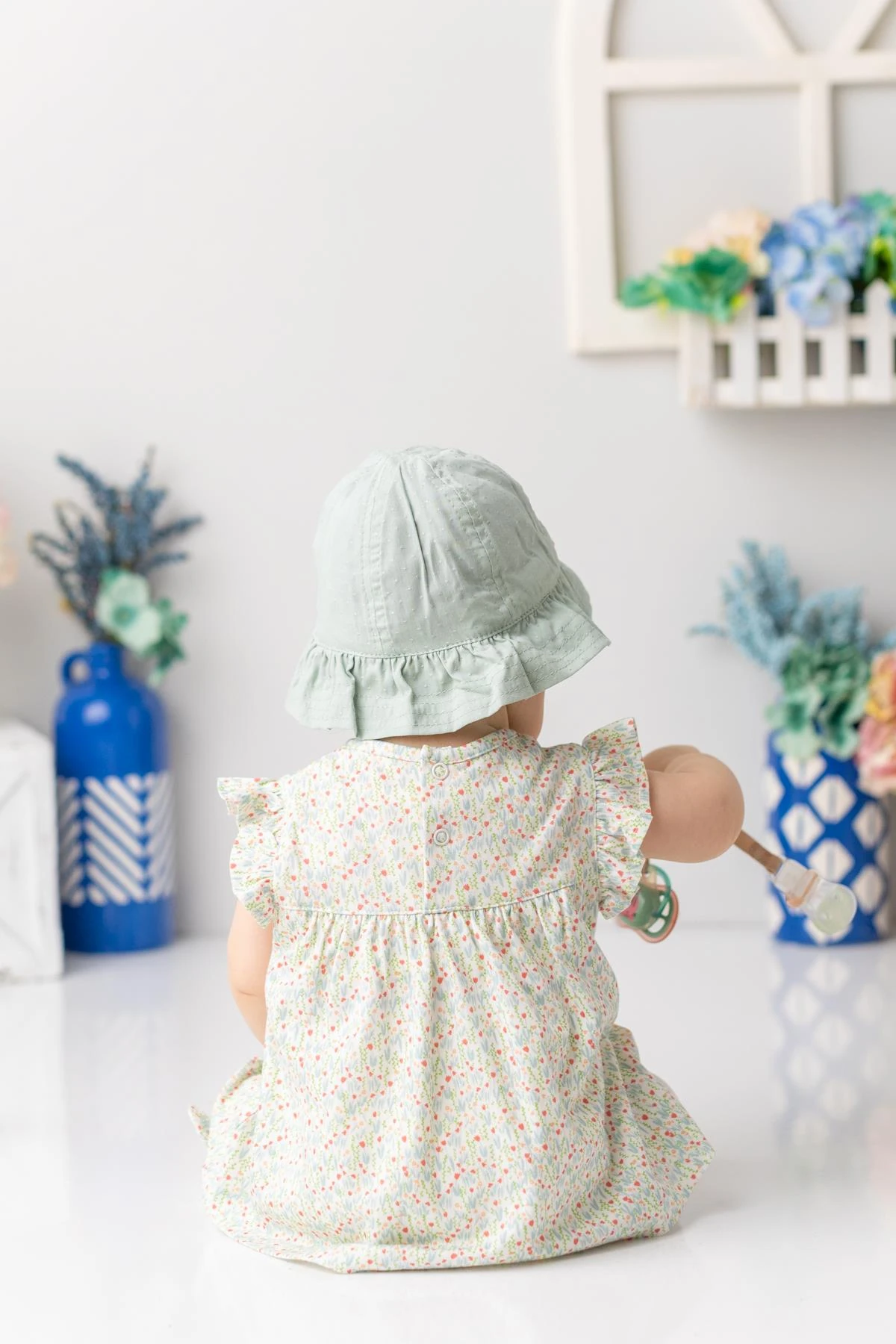 Kız Bebek Çiçek Desenli Tayt Bluz Takım