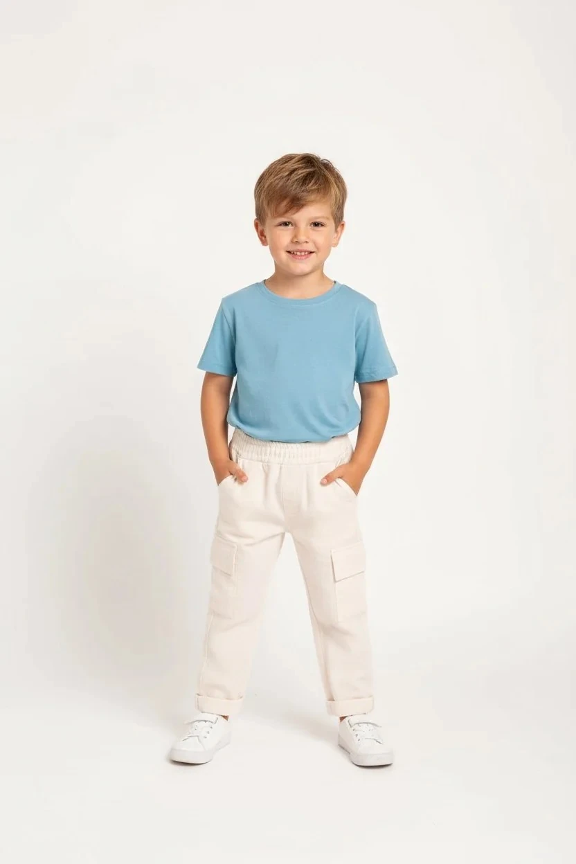 Krem Renk Kargo Cep Keten Pantolon