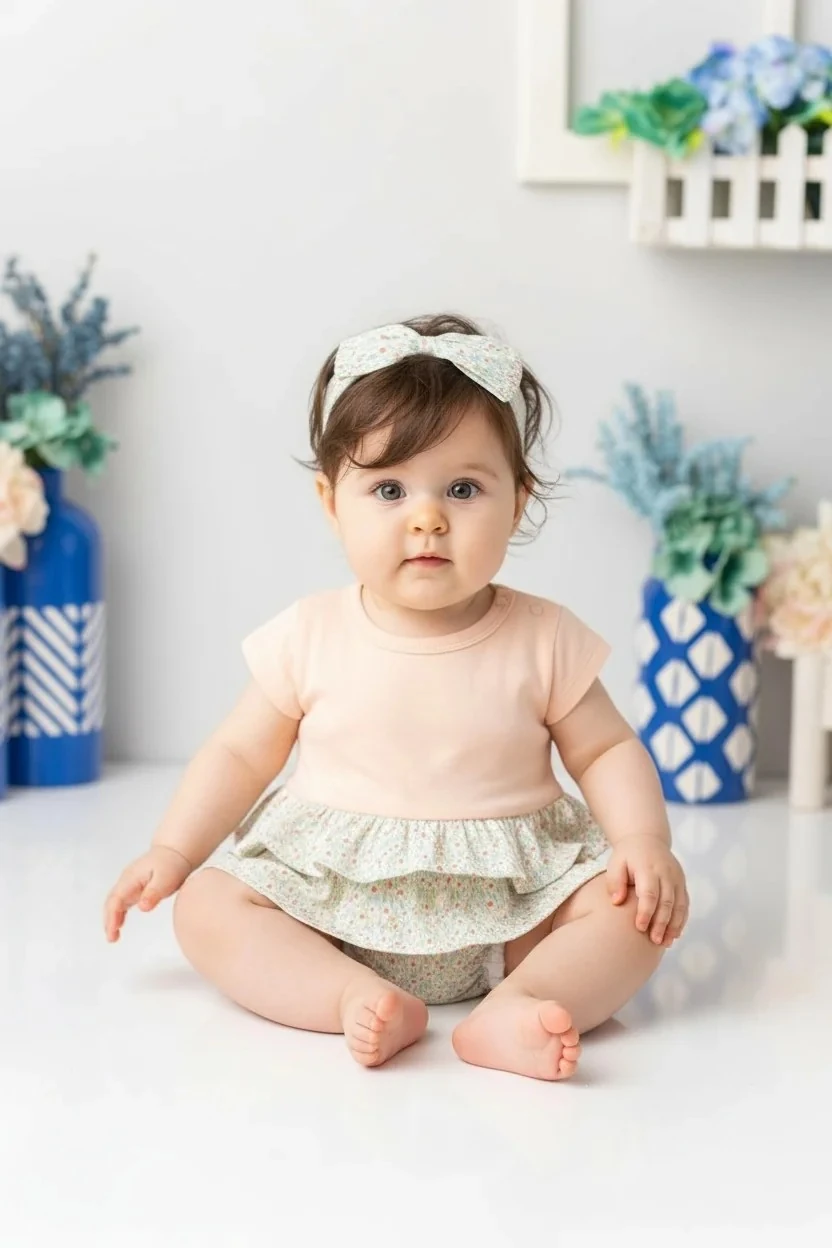 Kız Bebek Bandanalı Fırfırlı Çıtçıtlı Body