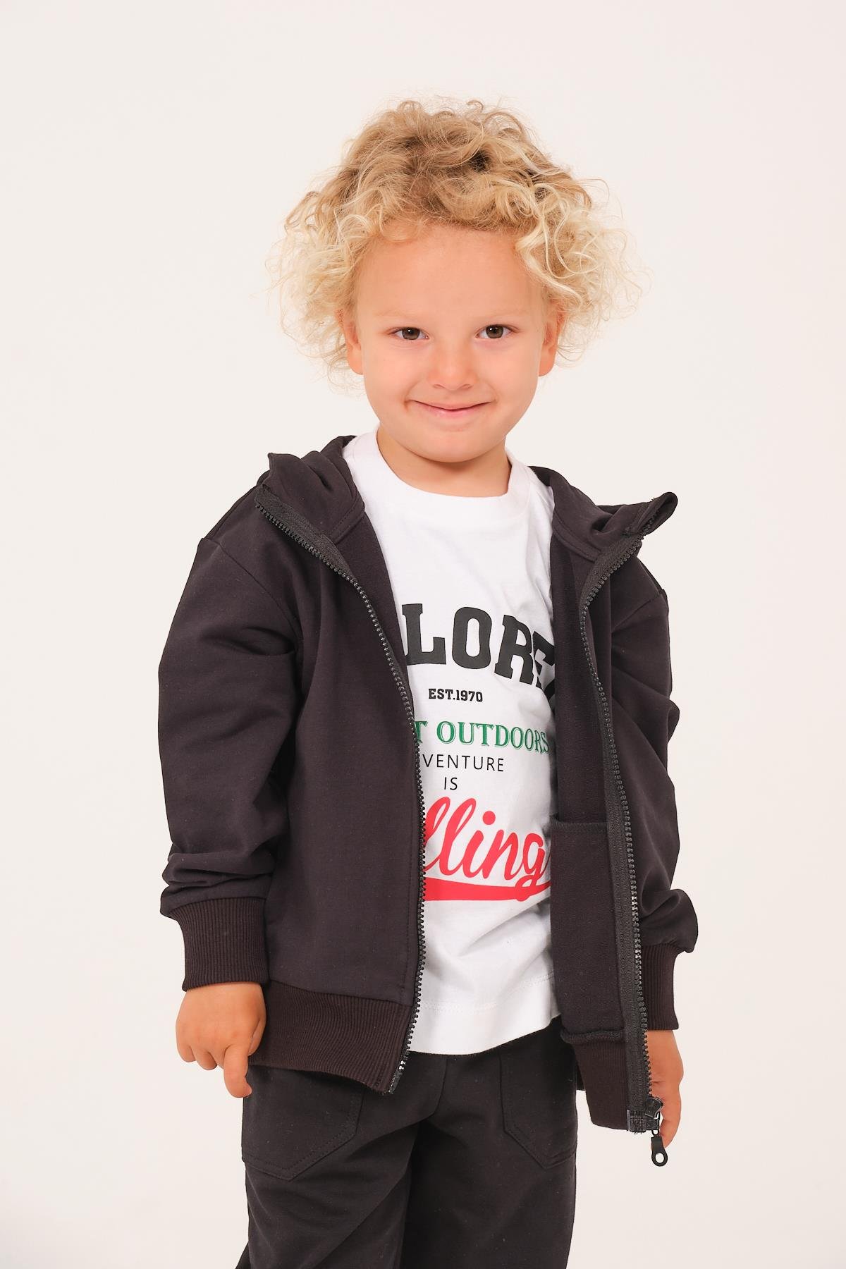 Unisex Çocuk Basic Kapüşonlu Ceket