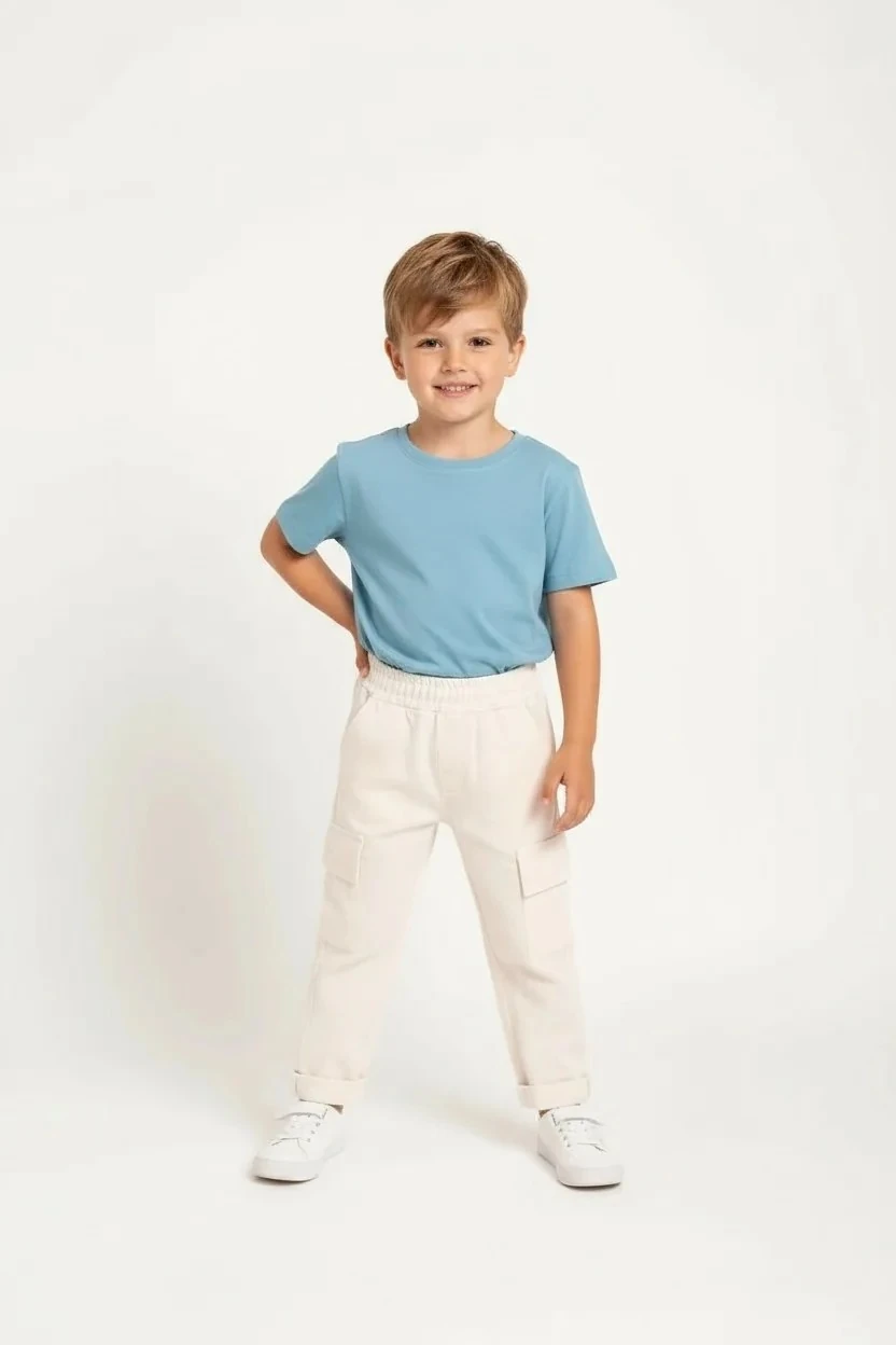 Krem Renk Kargo Cep Keten Pantolon