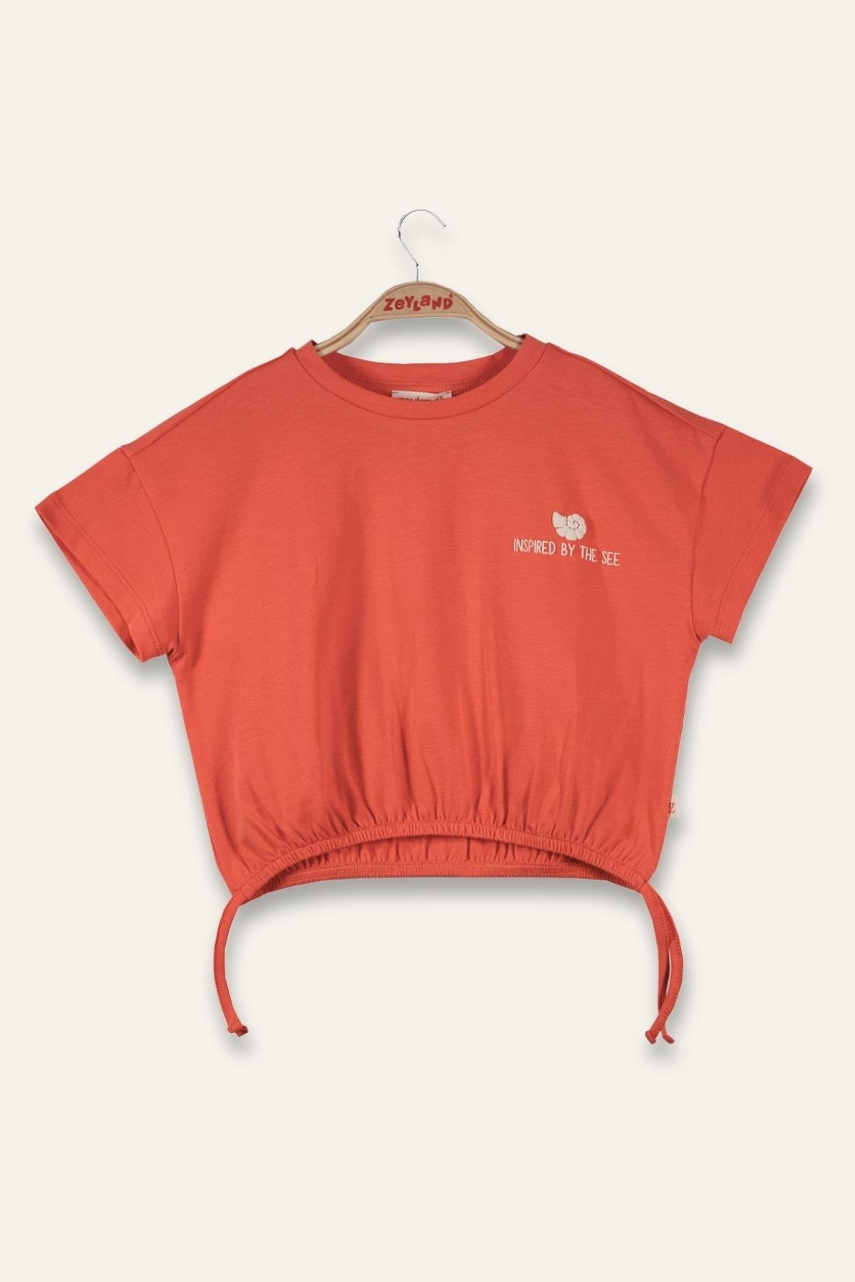 Kız Çocuk Hawai Baskılı Crop T-Shirt