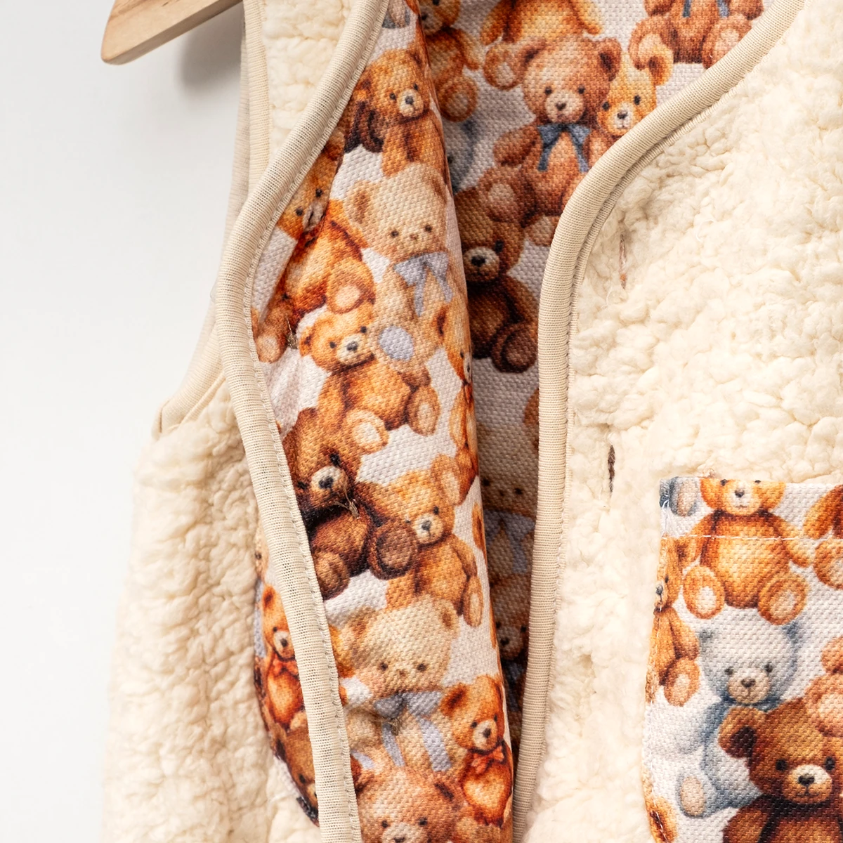 Unisex Ayıcık Detaylı Peluş Yelek 