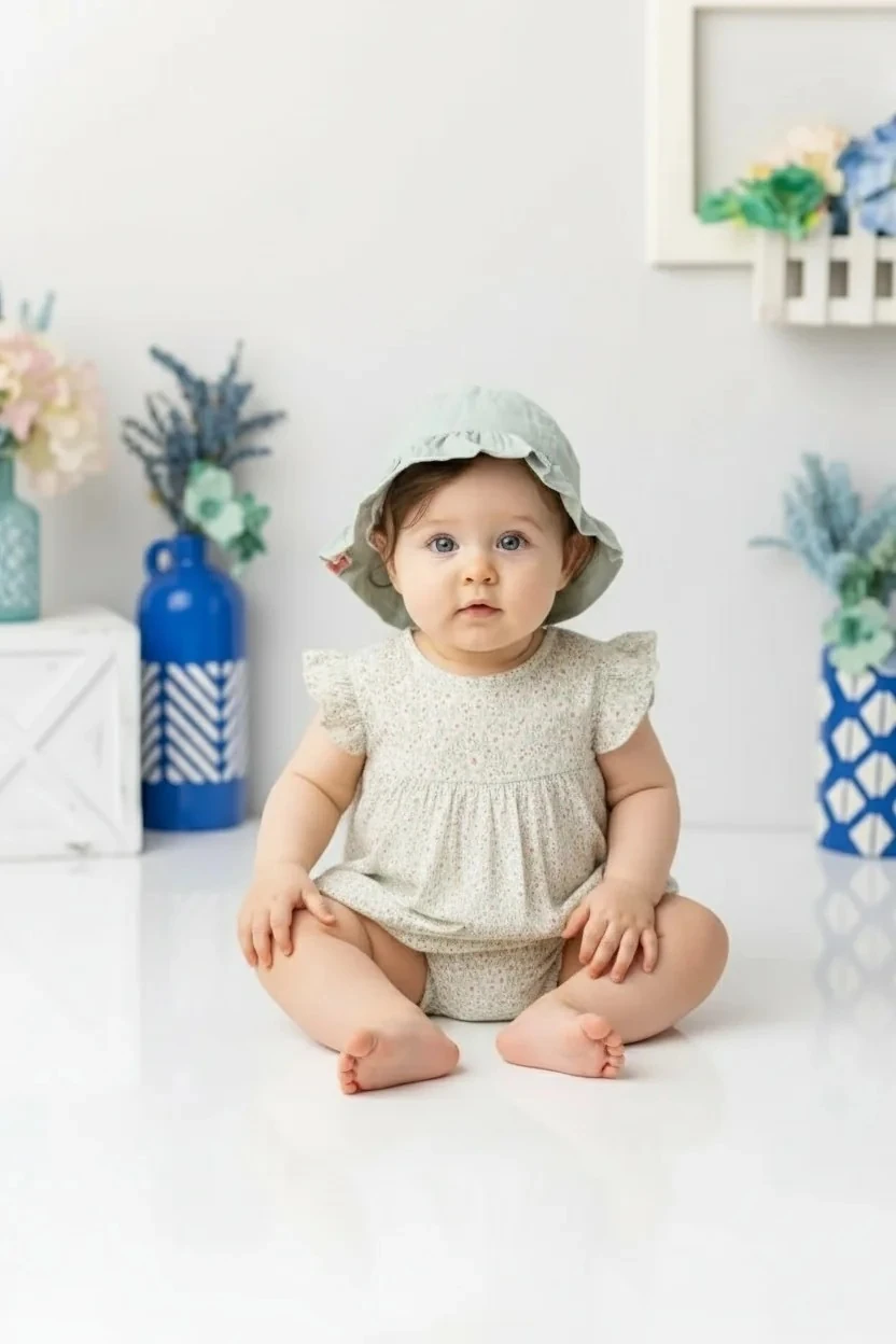 Kız Bebek Çiçek Desenli Tayt Bluz Takım