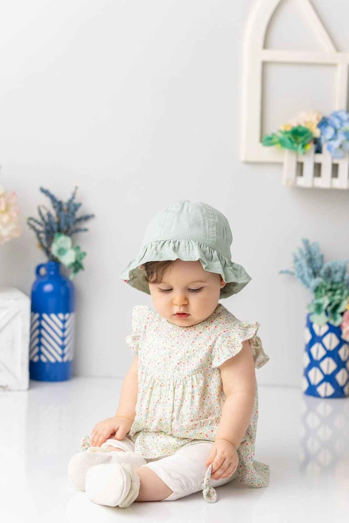 Kız Bebek Çiçek Desenli Tayt Bluz Takım