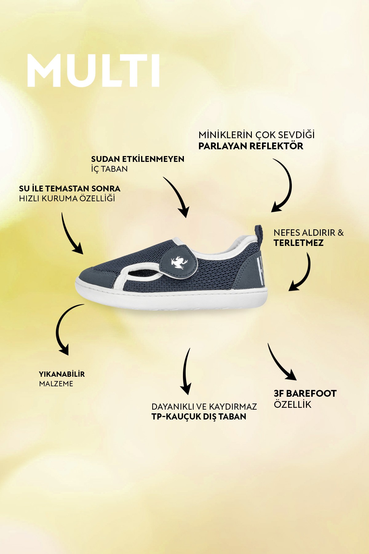 Multi Lacivert Mix Barefoot Çocuk Ayakkabı