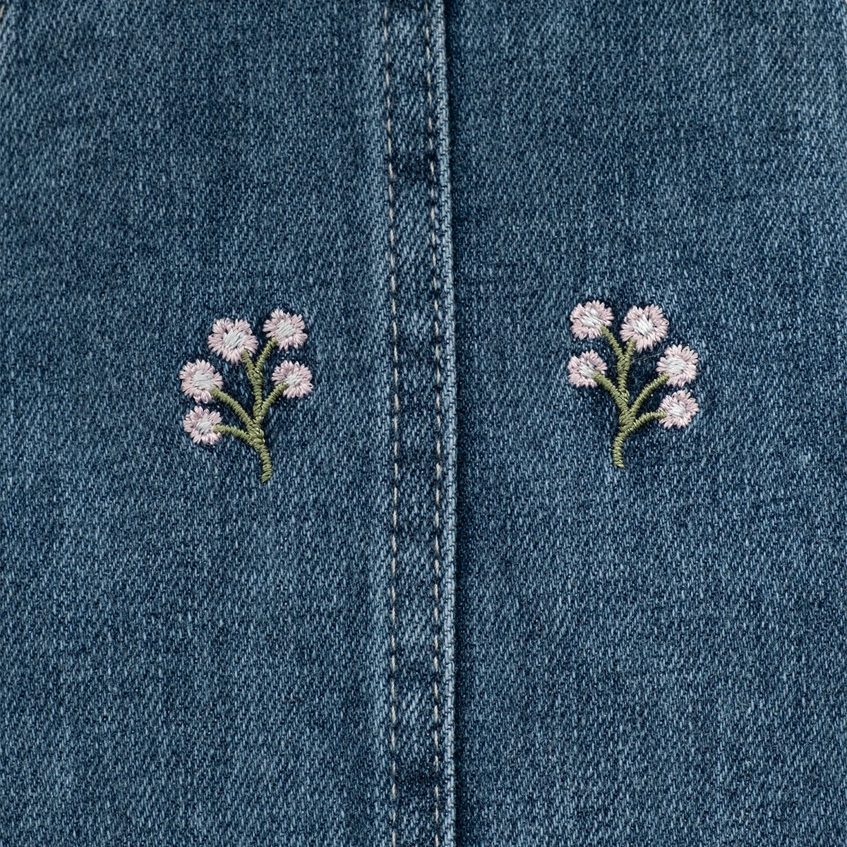 Kız Çocuk Çiçek Nakışlı Kot Jile