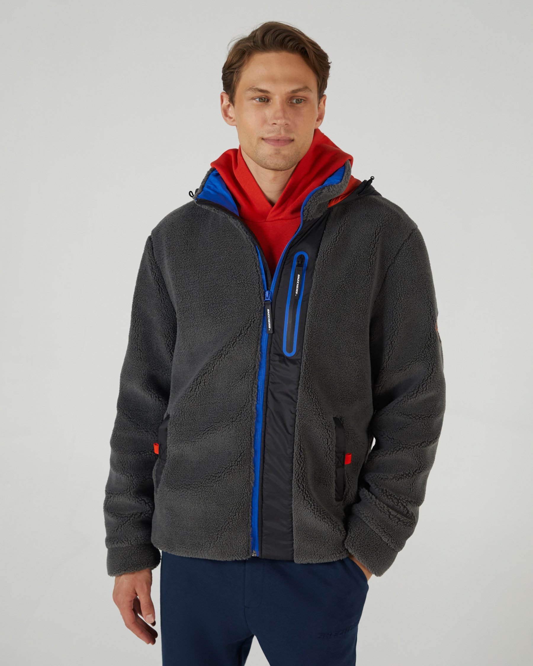 M Outdoor Fleece Full Zip Sherpa Gri ERKEK Sweatshirt - GRI