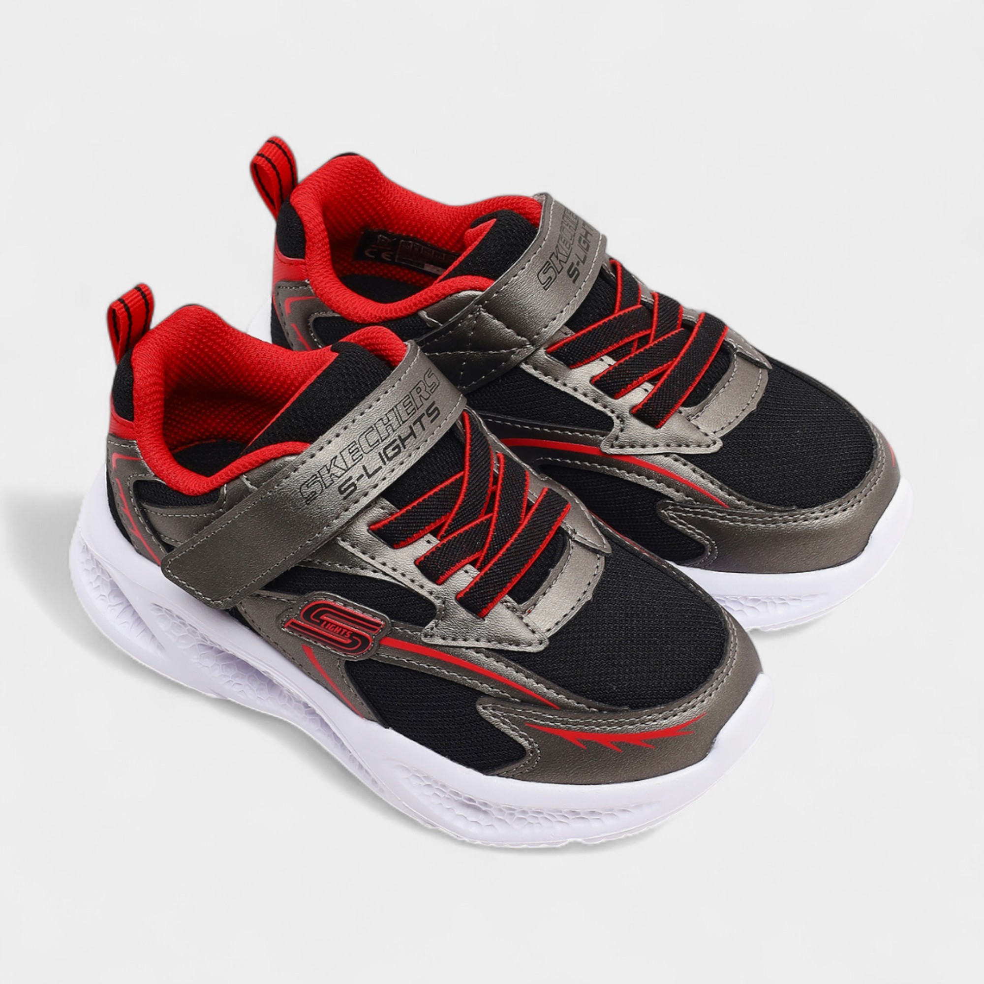 Skechers SKECHERS METEOR-LIGHTS 401497NGURD Çocuk Spor Ayakkabı - Gri Kırmızı