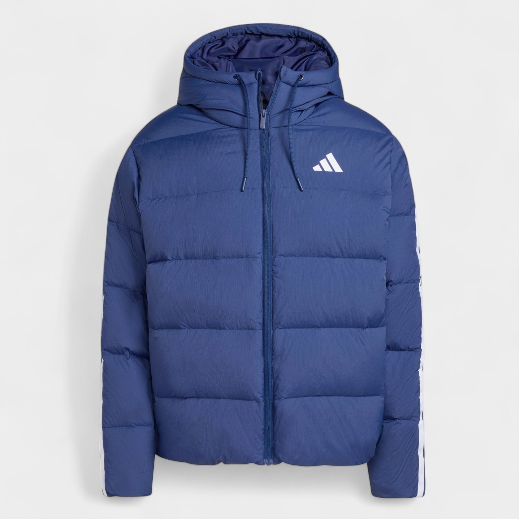 Adidas Essentials Climawarm 3-Şeritli Puffer Down Kapüşonlu Mont JX7799 - Lacivert