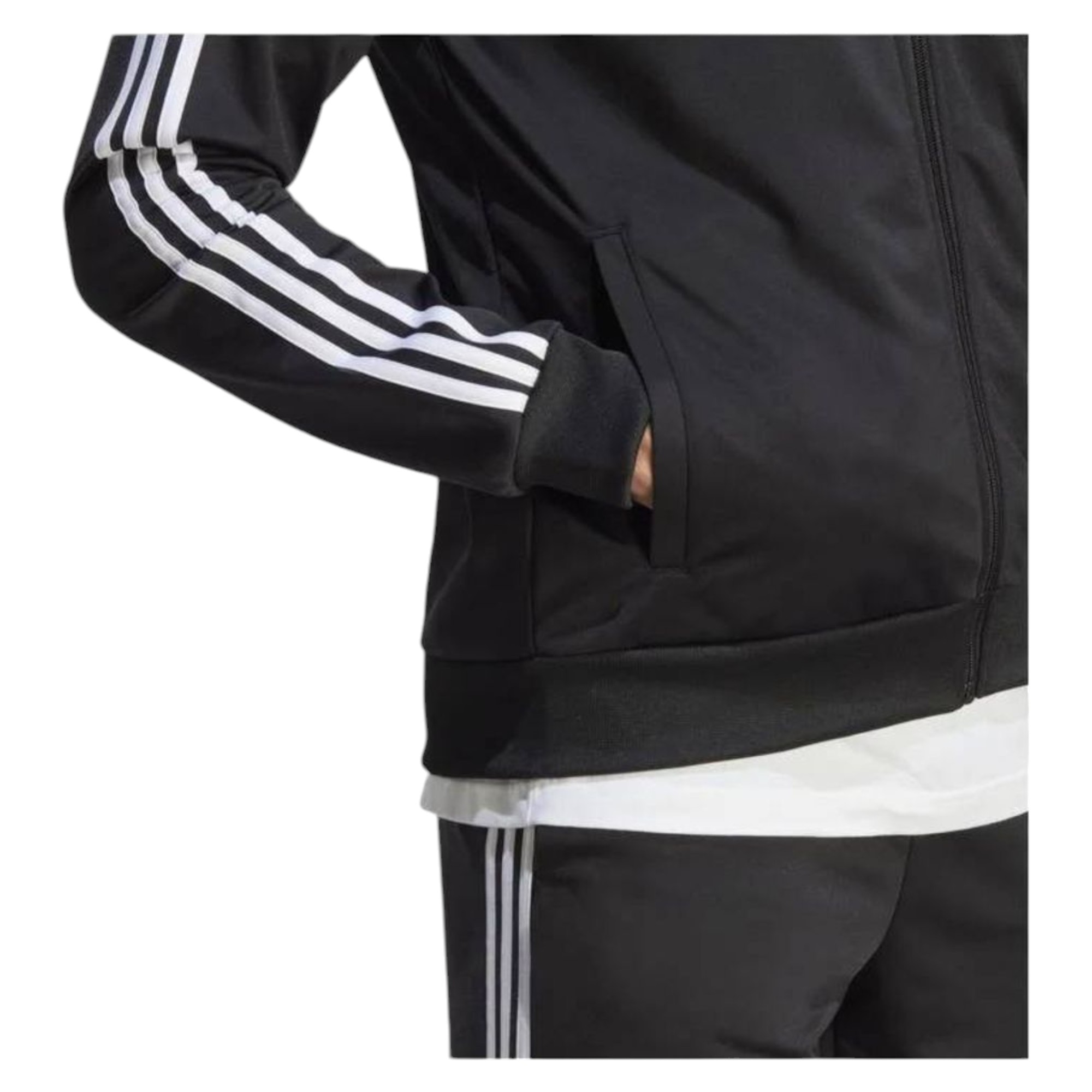 Adidas M Sportswear Basic 3-Stripes Tricot Track Suit Set Eşofman Takımı - SIYAH BEYAZ