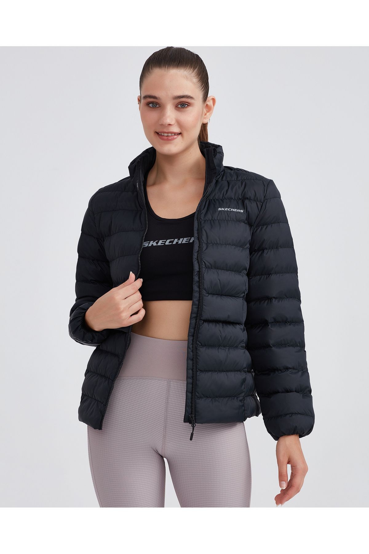 W Outerwear Pop Up Detailed Padded Jacket Siyah BAYAN MONT - Siyah