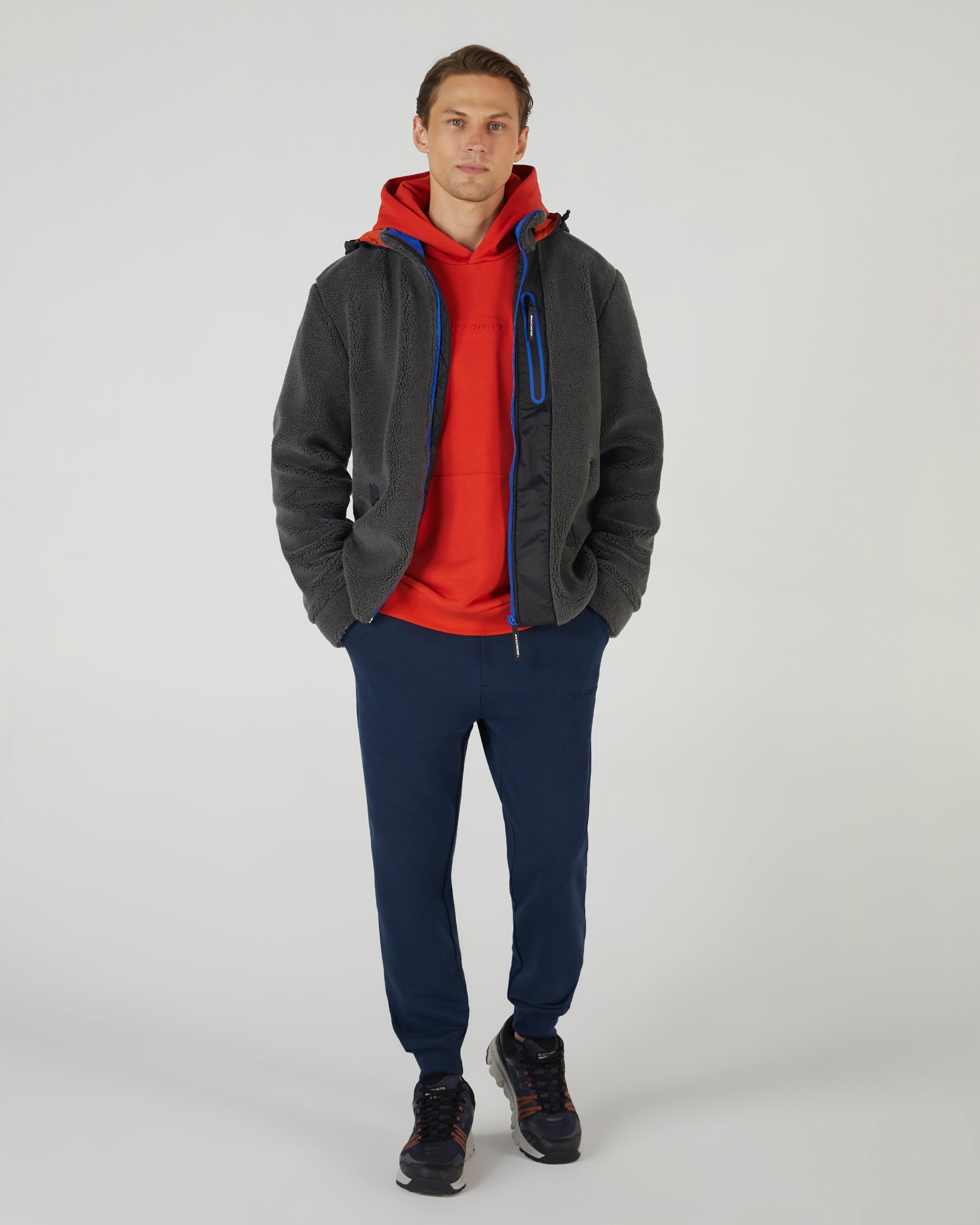 M Outdoor Fleece Full Zip Sherpa Gri ERKEK Sweatshirt - GRI