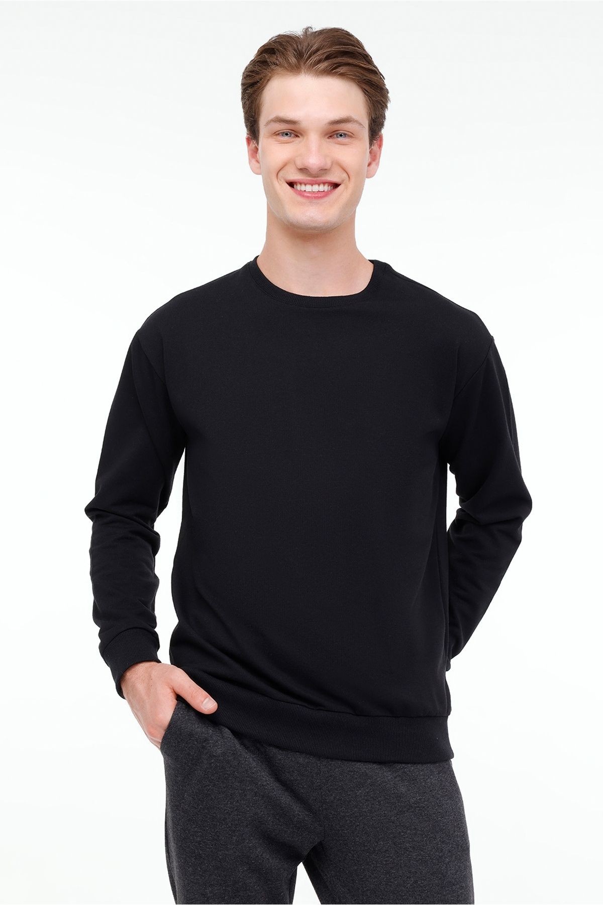 MR RJN90 C SW 4PR,SIYAH ERKEK SWEATSHIRT